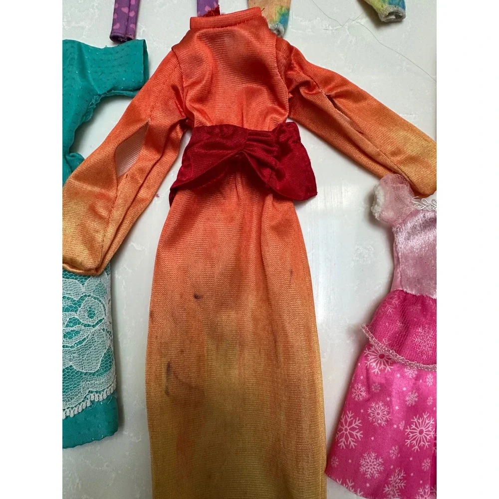 Barbie Doll Clothes Lot 11pc Vintage Modern Dresses Leggings Gowns AS IS Stained